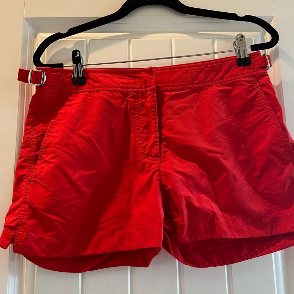 Luxury brand red women’s short beach shorts. Size UK 8/US 4. 100% polyamide
